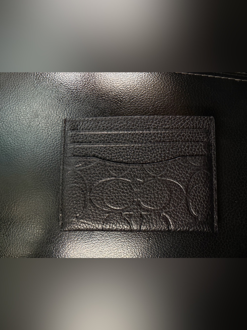 Coach Black Embossed Leather Card Case
